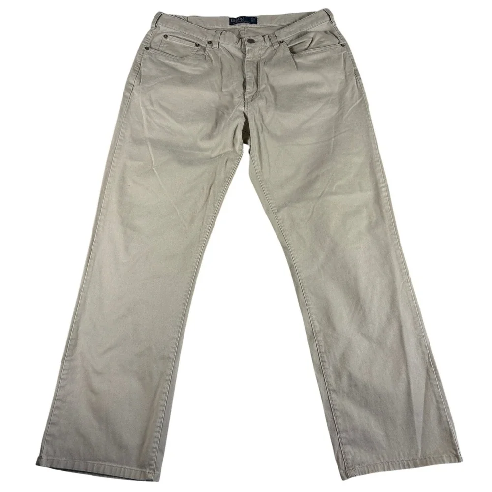 Polo Ralph Lauren Jeans Mens 36x30 Beige Streetwear Rugged Heritage Straight Leg